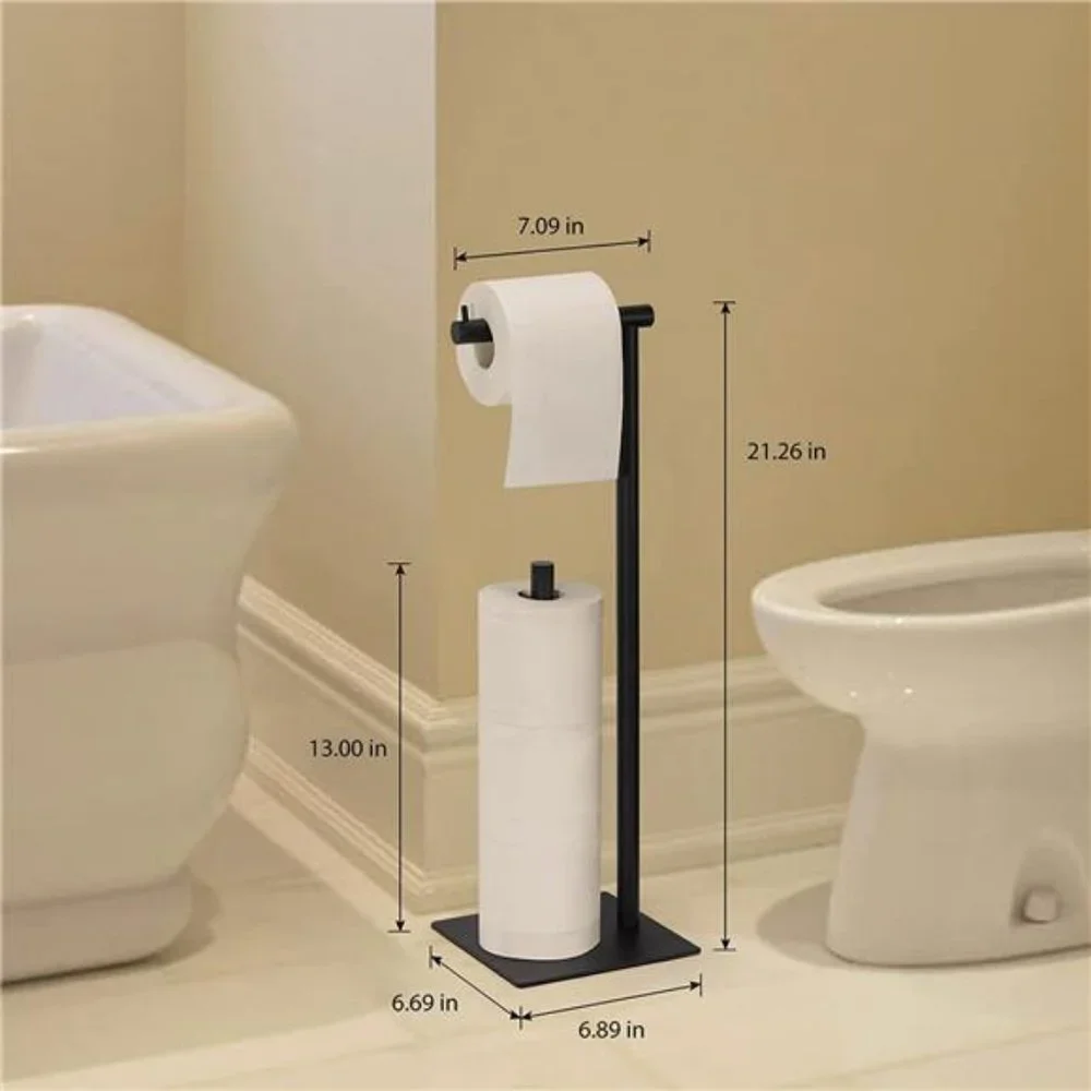 Black Toilet Paper Holder Stand, Bathroom Toilet Tissue Paper Roll Storage